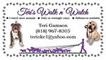 Business Card for Teri Gamson, Dog Walker