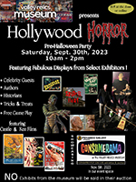Hollywood Horror Flyer for Valley Relics Museum in Van Nuys, California.